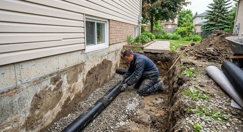Basement Drainage Installation in Manchester, NH